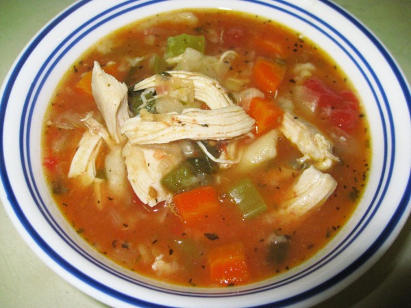 chunky mexican chicken soup bowl